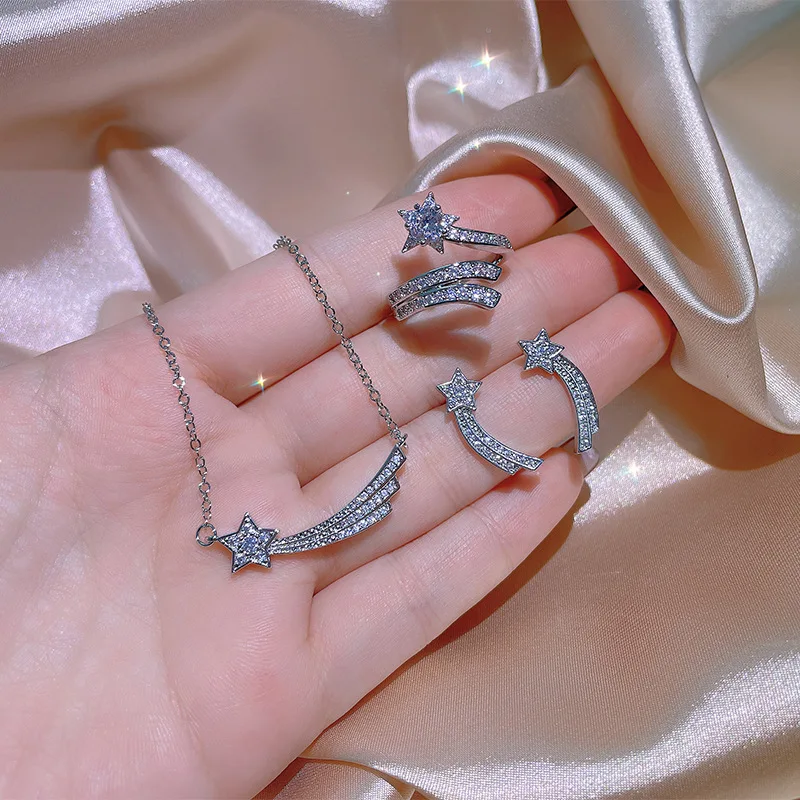 

Модное ожерелье в стиле Ins со звездами и луной, сказочное искусственное Цирконий, свадебные банкетные изысканные подарки, свадебные серьги, ...