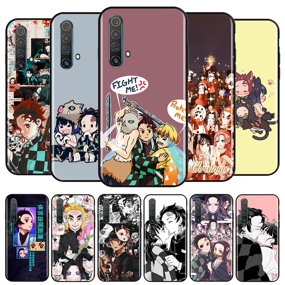 

Demon Slayer Anime For OPPO Realme Q3 Q2 V15 V3 X50 X7 X3 X2 XT Pro Carnival Superzoom 5G Silicone Black Phone Case