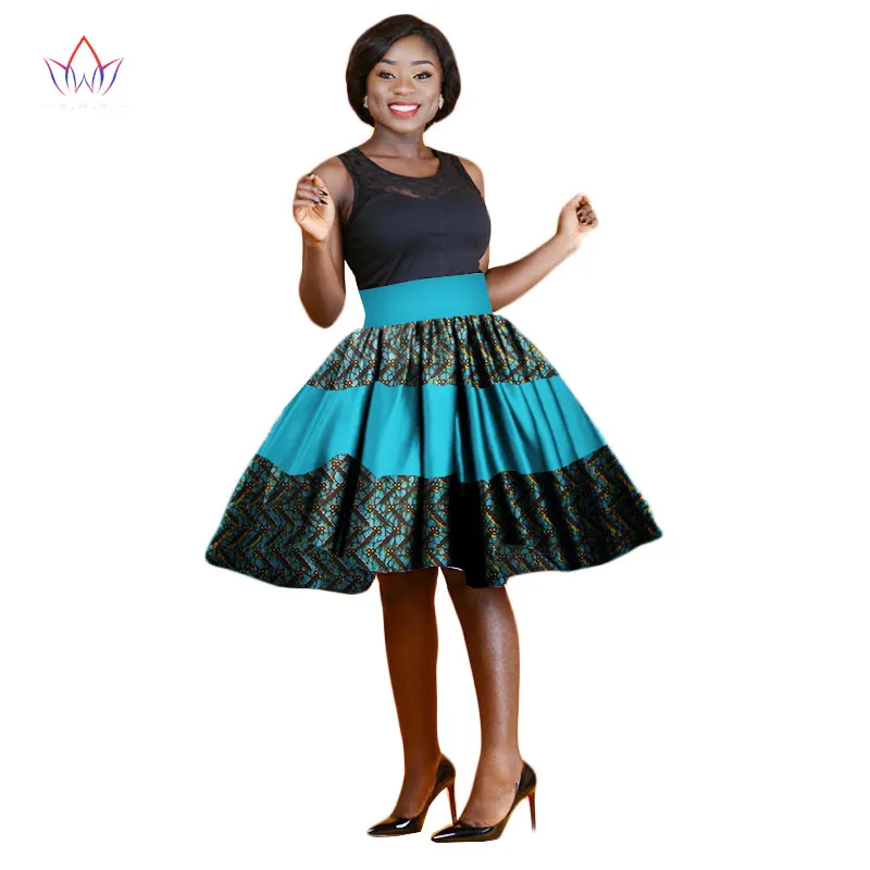 Летняя женская одежда юбки с Африканским принтом средней длины трапециевидные