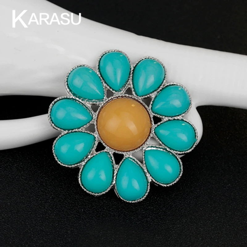 Винтажная Мода цветок дизайн желтый синий Подсолнух Брошь для женщин броши