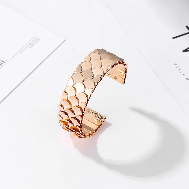 Женский браслет в виде рыбьей чешуи KSRA стиле панк регулируемый металлический