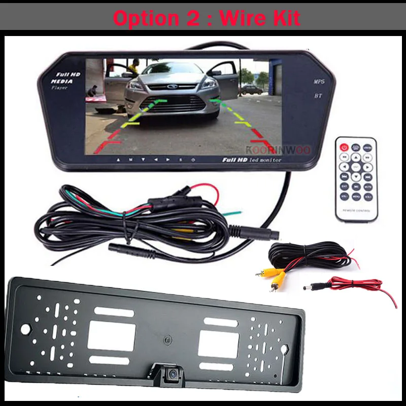 Option 2 Koorinwoo HD 1024P автомобильное зеркало с Экран для sony CCD с заднего вида автомобиля Camaera заднего света 7 дюймов медиа телефонными разговорами через Bluetooth телефон USB SD музыкальный плеер обратный Camaera пар - Цвет: Option 2