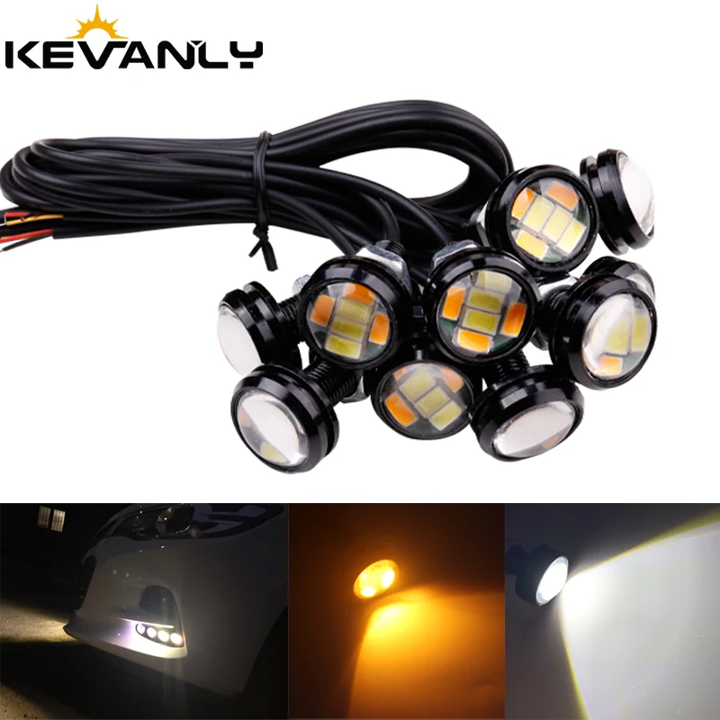 

1 шт., автомобильные ДХО 23 мм eagle eye, противотуманные фары Angel eye, дневные ДХО, сигнал парковки, белый, желтый, водонепроницаемые, дневные