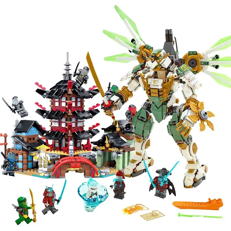 2в1 набор ниндзя Lloyd's Titan Mech Ninja Temple строительные блоки кирпичи совместимые ninjagoo
