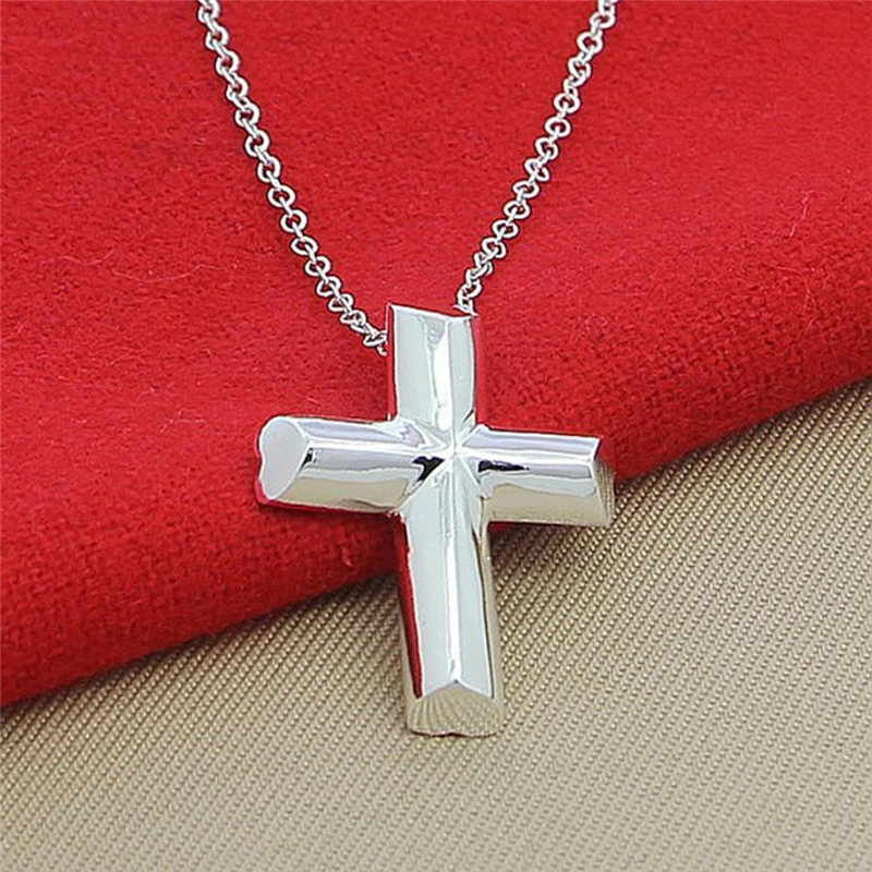 

Charmhouse S925 Silver Necklaces For Women Cross Pendant & Necklace 18 inch Chain Collier Top Quality Jewelry Christmas Gifts