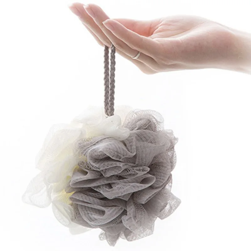 Двухцветная мягкая губка для ванны и душа отшелушивающая сетчатая пуф скребок