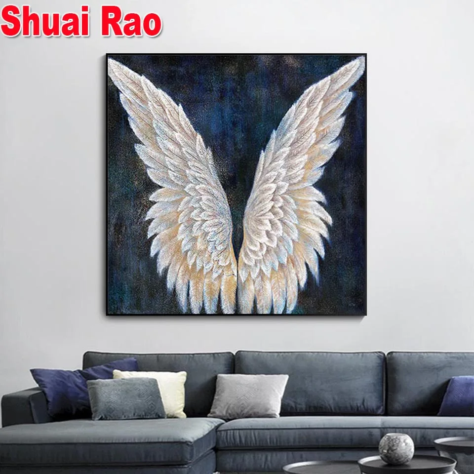 

5d diy diamond Art Angel Wing Feather diamond painting cross stitch mosaic embroidery diamond round square stones Abstract Art,