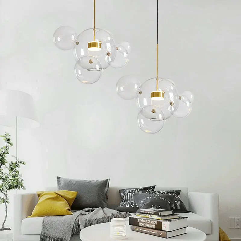 Современная стеклянная люстра с подвеской креативный дизайн светодиодный лампа