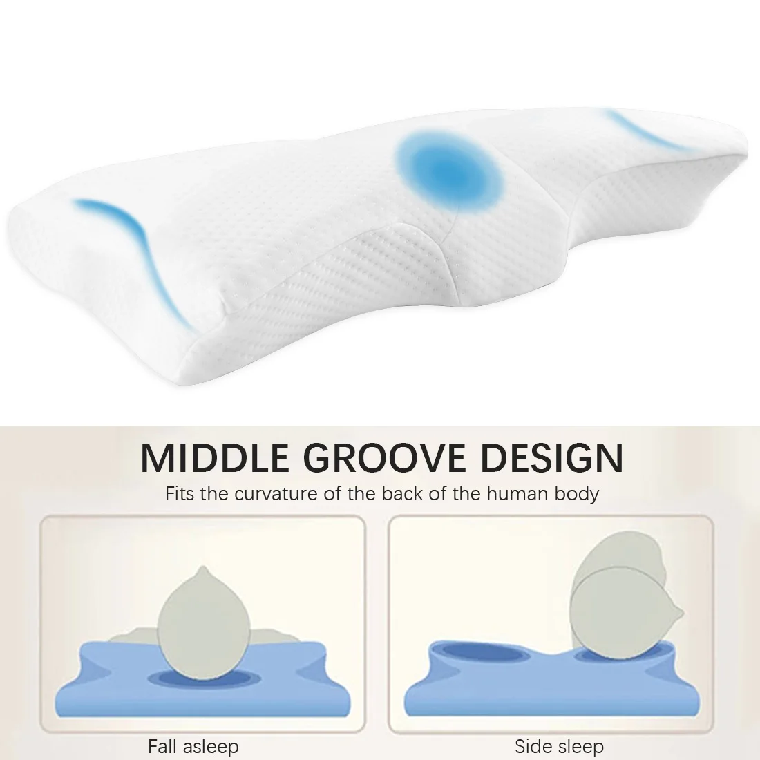 

11cm Ergonomic Cervical Pillow Slow Rebound Orthopedic Memory Foam Contour Pillow for Neck Pain, Side Back and Stomach Sleepers