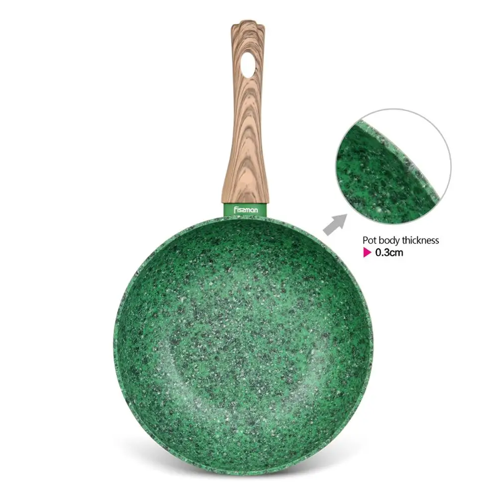 Fissman Wok Pan 3 слоя 2 стороны антипригарное Мраморное покрытие кованый алюминий для