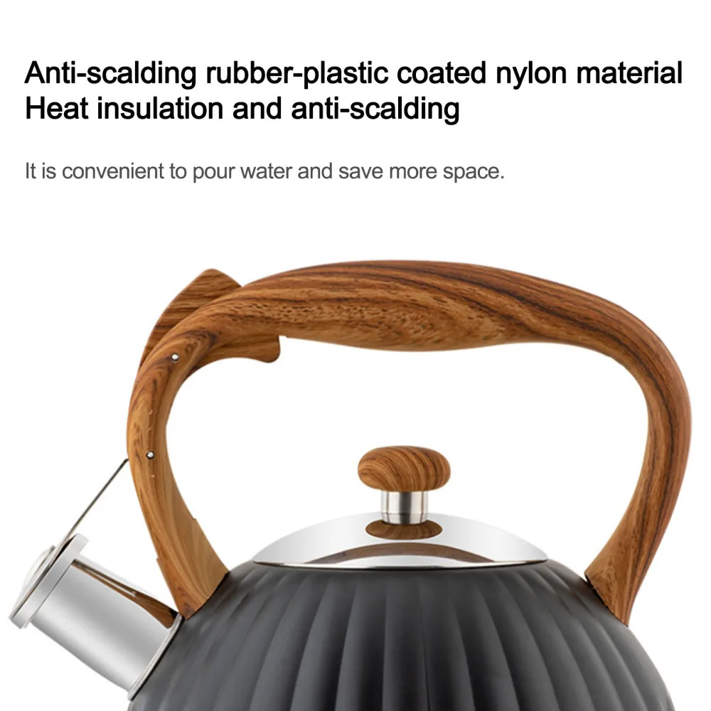 

Kettle Whistle Stove Teapot Home With Wooden Handle Pumpkin Shape Food-grade Stainless Steel Hot Water Easy Cleaning Coffee Pot