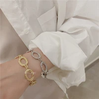 origin summer fashion hollow out geometric charm bracelet for women girls vintage oval metal chain wedding bracelet jewellery