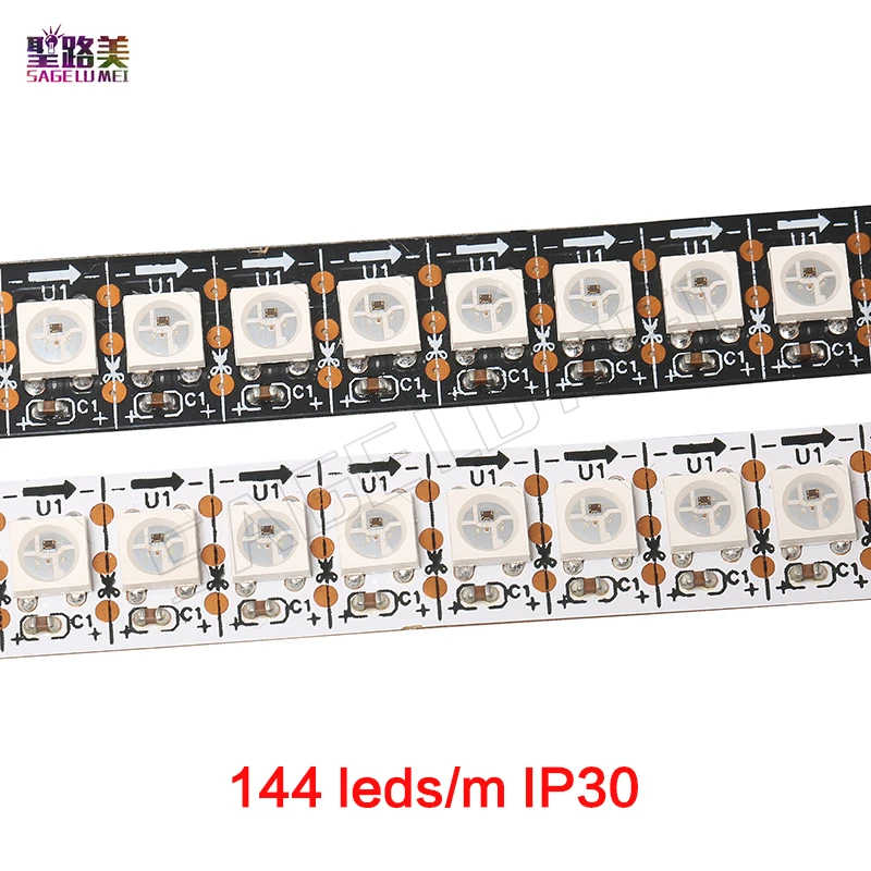 1 м 5 DC5V WS2812B WS2812 Светодиодная лента индивидуально Адресуемая умная RGB светильник