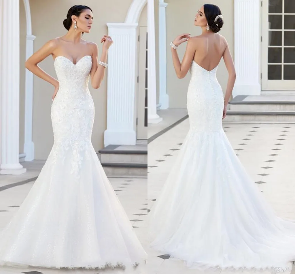 2021 скромные кружевные платья русалки милое без бретелек Аппликации Тюль