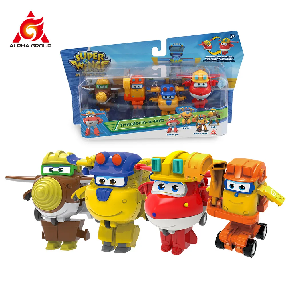 4 pcs/Kit mini size Super Wings Toys Deformation Airplane Robot Action Figures Transformation Toys for Children Christmas Gift