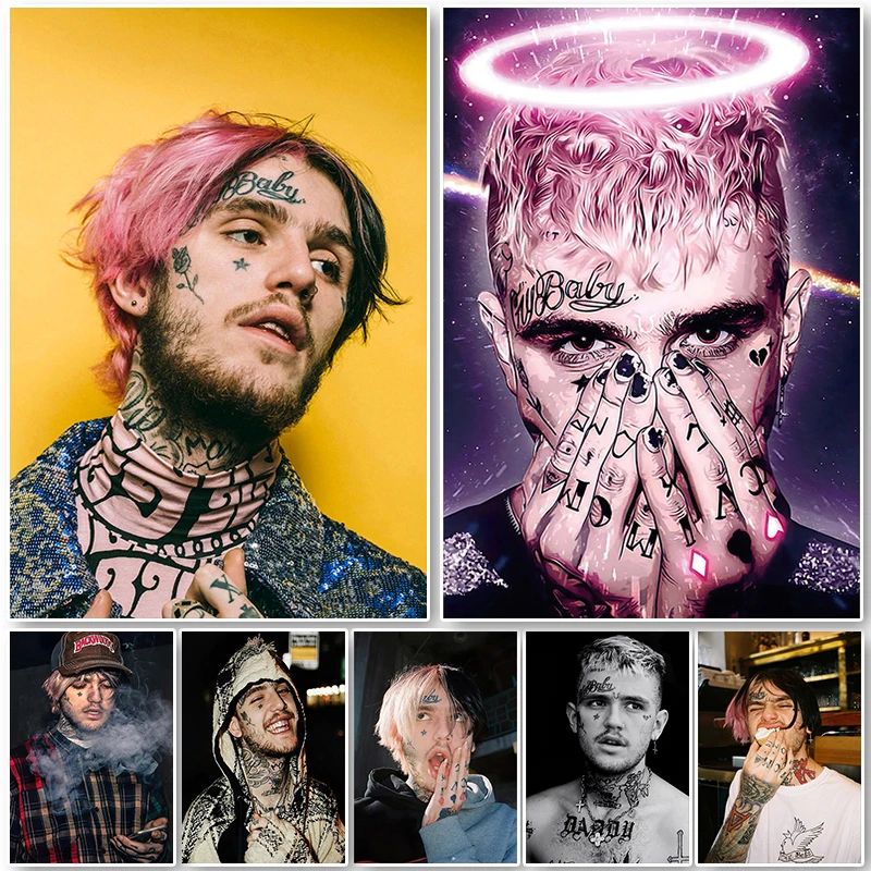 Постер Lil Peep на холсте картина рэпер певец хиппи хоп постеры Декор Hd печатные