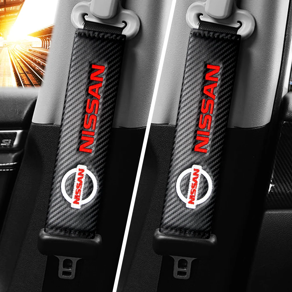

2PCS Car Seat Belt Cover Case Embroidery Shoulder Cushion Pad For NISSAN Tiida Teana ALTIMA SYLPHY MURANO KICKS QASHQAI Styling