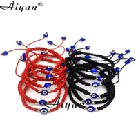 12 pieces glass blue eyes red line and black line hand wove bracelets offer exorcism protection also can be given as a gift
