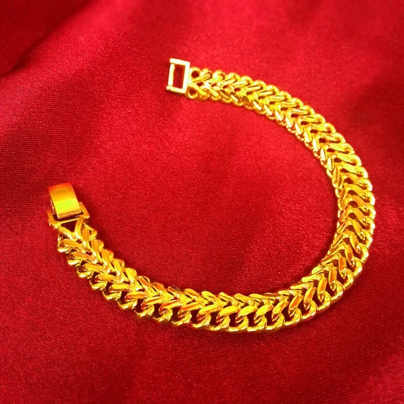 

Unisex Bone Chain Yellow Gold Filled Vogue Mens Womens Bracelet Accessories
