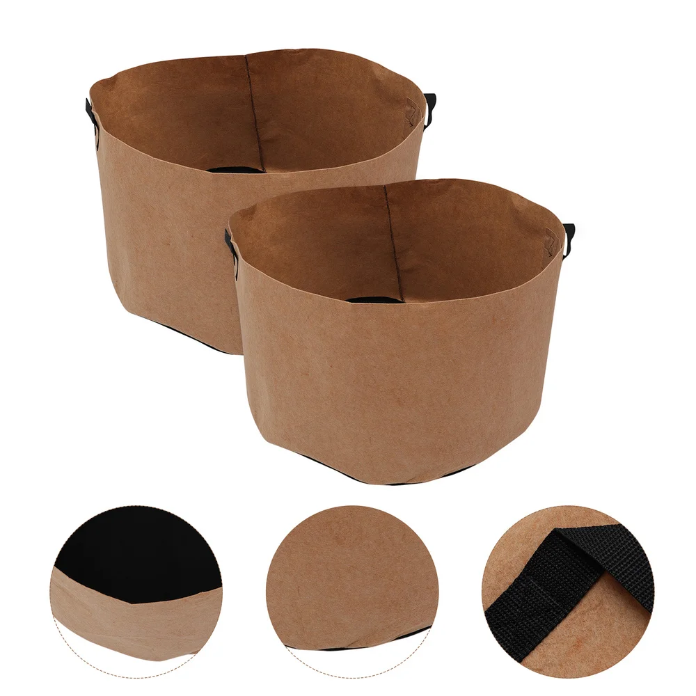 

2 Pcs Non-woven Planting Bags Plant Growing Containers Planting Bags (Khaki)