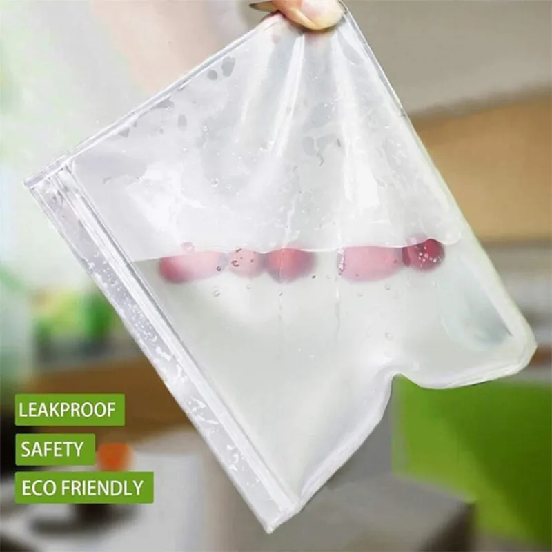 

10Pcs/Set Silicone Storage Bag Food Storage Containers Reusable Silicone Food Storage Bags Stand Up Zip Shut Bag Cup Fresh Bag