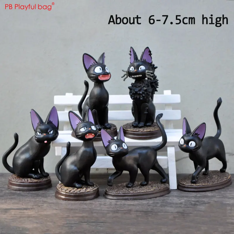 

Playful bag 6pcs Cute Black Cats JiJi figure PVC Collectible Model Anime Action figure Mini Cats Toys model Little Ornament HG32