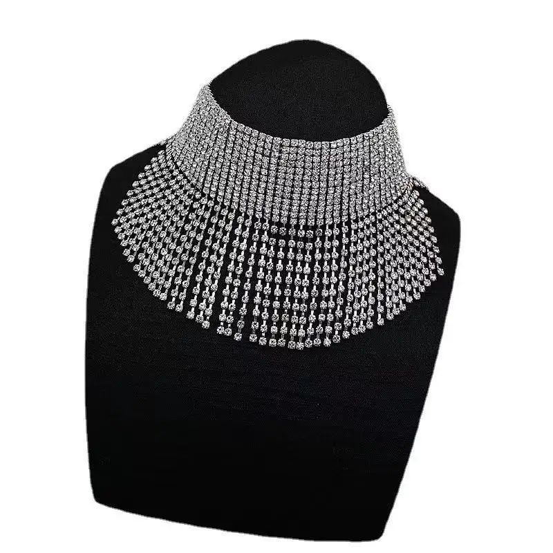 Новый модный стиль для женщин блеск все стразы кисточкой на длинной цепочке ужин