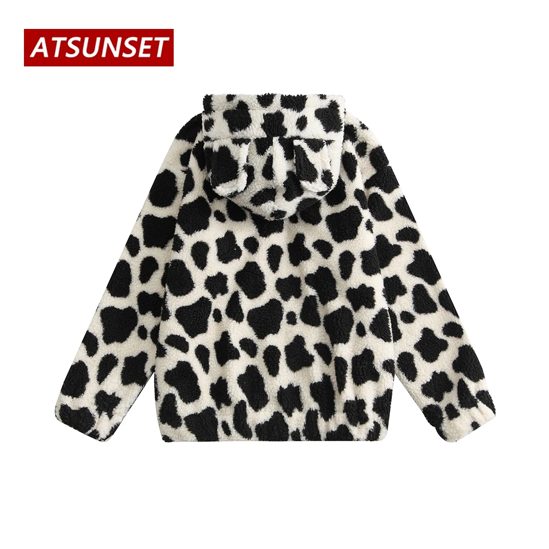 ATSUNSET Christmas Snowflake Pattern Lambswool Hooded Cotton Coat Thick Warm Harajuku Winter Jacket High Street Streetwear