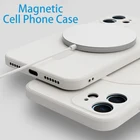 Магнитный чехол для iPhone 12, 12 Pro Max, 12mini, мягкий силиконовый защитный чехол Magsafe, разные цвета