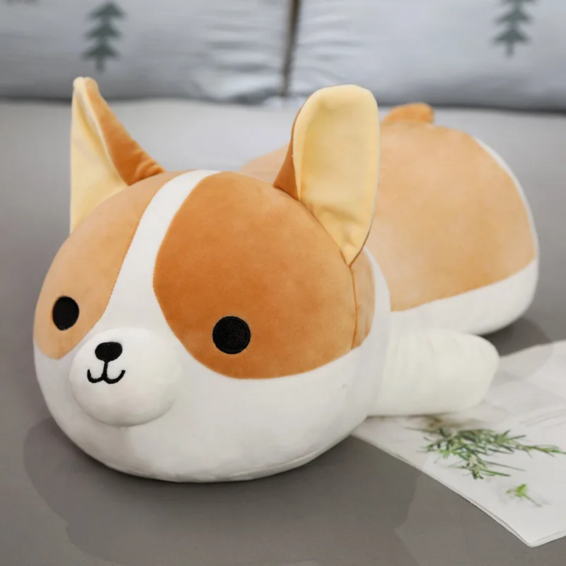 Плюшевая игрушка собачки Корги 85 см – мягкая прелестная кукла в виде щенка, подушка-подарок на Рождество для детей.