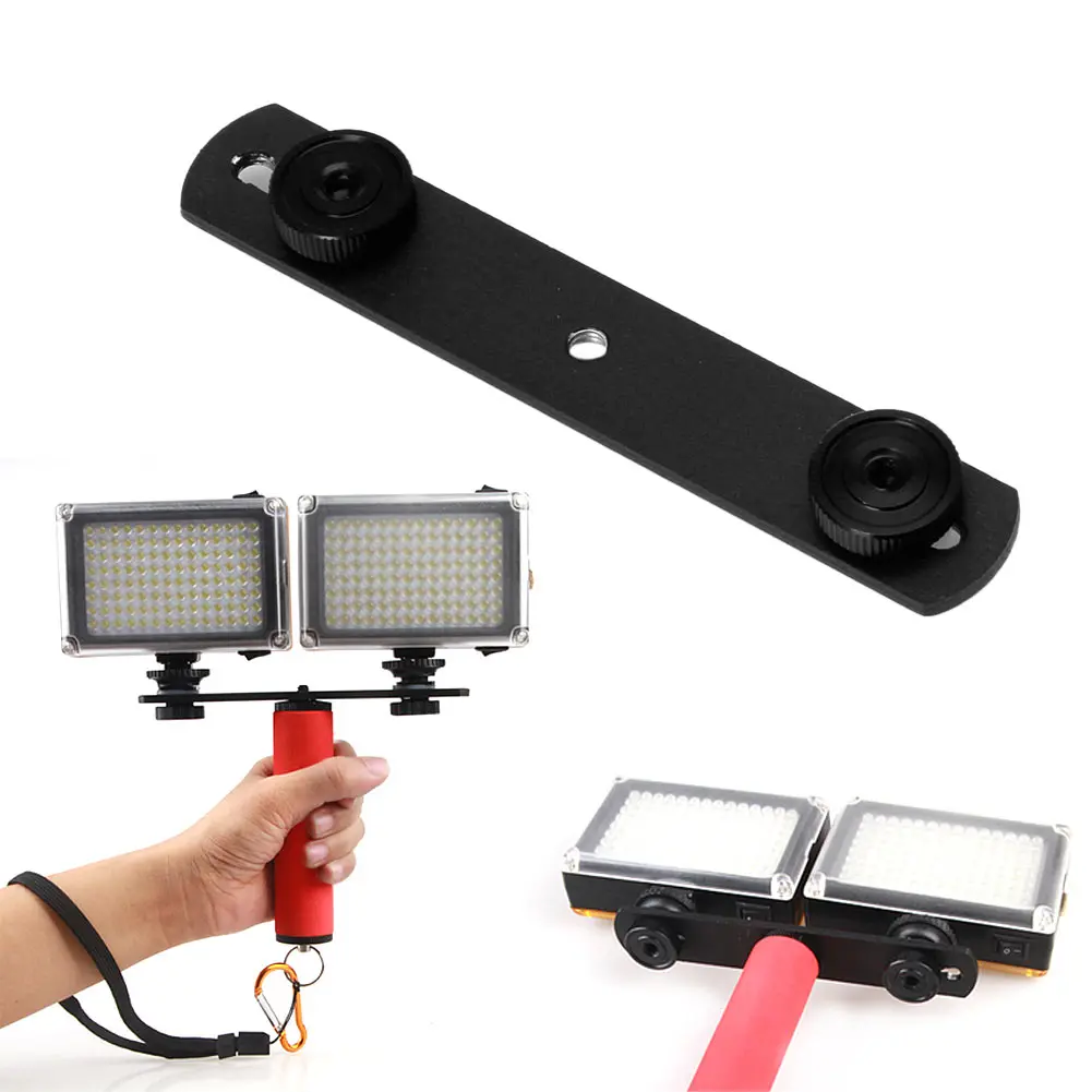 Dual Flash Bracket Mount Holder For 1/4 Screw Studio Tripod Light Stand Camera