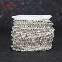 new arrival 3mm width white plated stainless steel wheat braided chain for diy necklace bracelet link chains making top quality