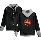 Новинка 2021, популярная джинсовая одежда, куртка с капюшоном из денима, рассекающая демонов, креативная МужскаяЖенская толстовка, осенняя уличная одежда из аниме с капюшоном для мальчиков и девочек