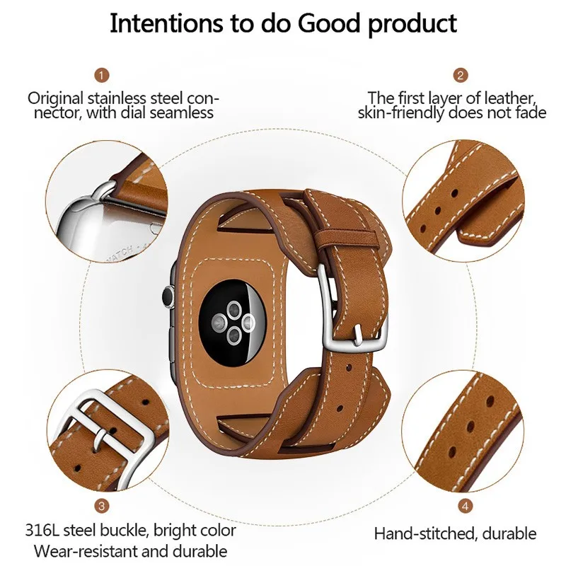 Кожаный ремешок JANSIN для Apple Watch Series 6 5 4 3 2 SE 38 мм 42 браслет iWatch 40 44