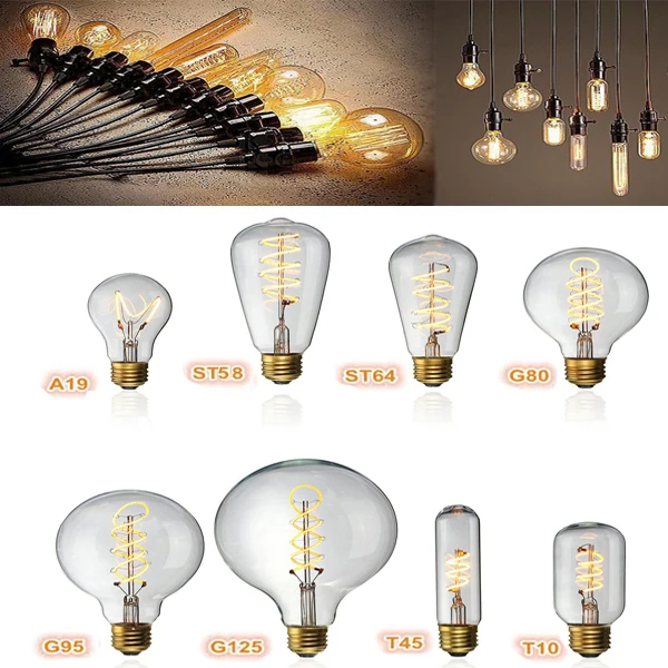 E27 Dimmable COB светодиодный винтажные Ретро промышленные лампы Эдисона для внутреннего освещения лампа накаливания AC110V