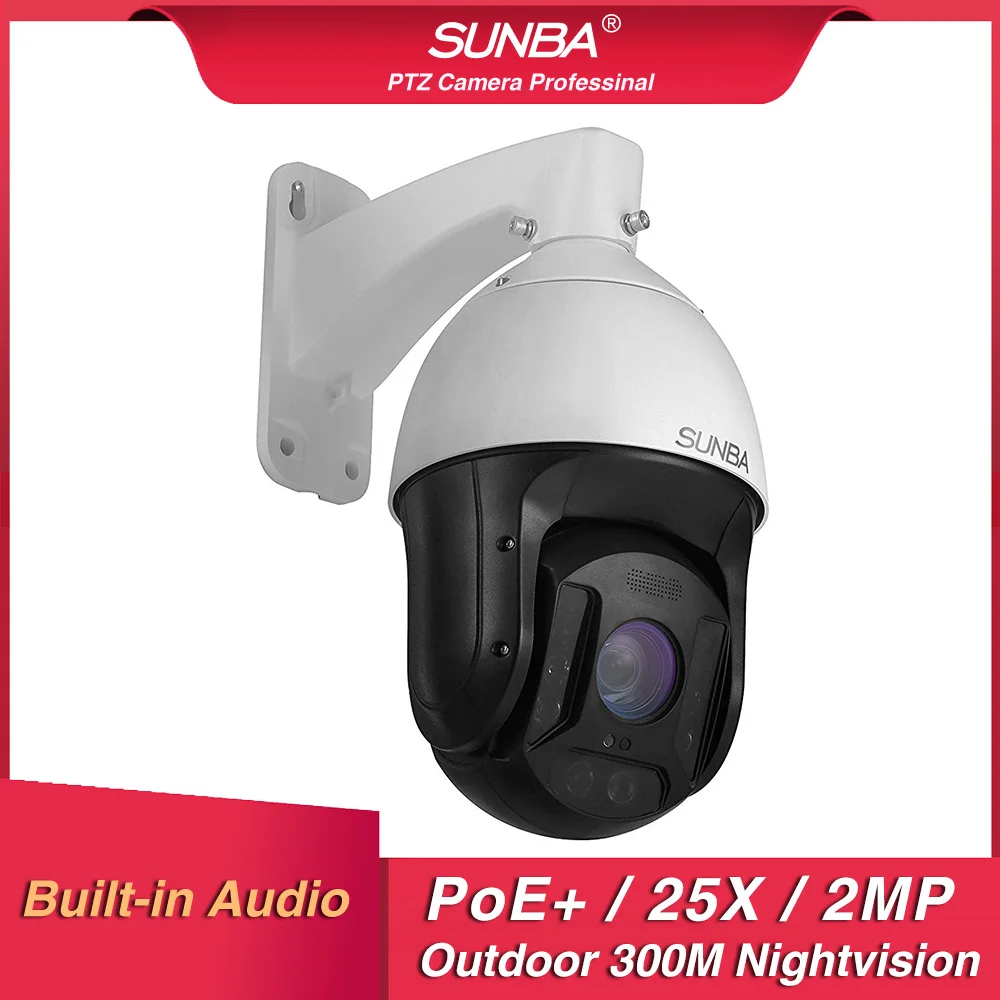 SUNBA IP PoE+ уличная PTZ камера, 25X оптический зум 1080 p, высокоскоростной безопасный купол, ONVIF, автофокус со звуком, встроенный микрофон