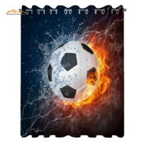 sports curtains soccer ball on fire and water flame splashing thunder strike abstract concept art living room bedroom window