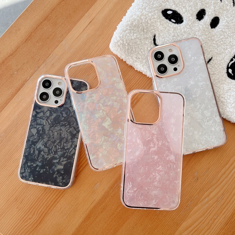 

Luxury Electroplated Dream Conch Shell Phone Cases for iphone 13 12 11 Pro Max XR X XS Max 7 8 Plus 13 Soft Silicone IMD Cover