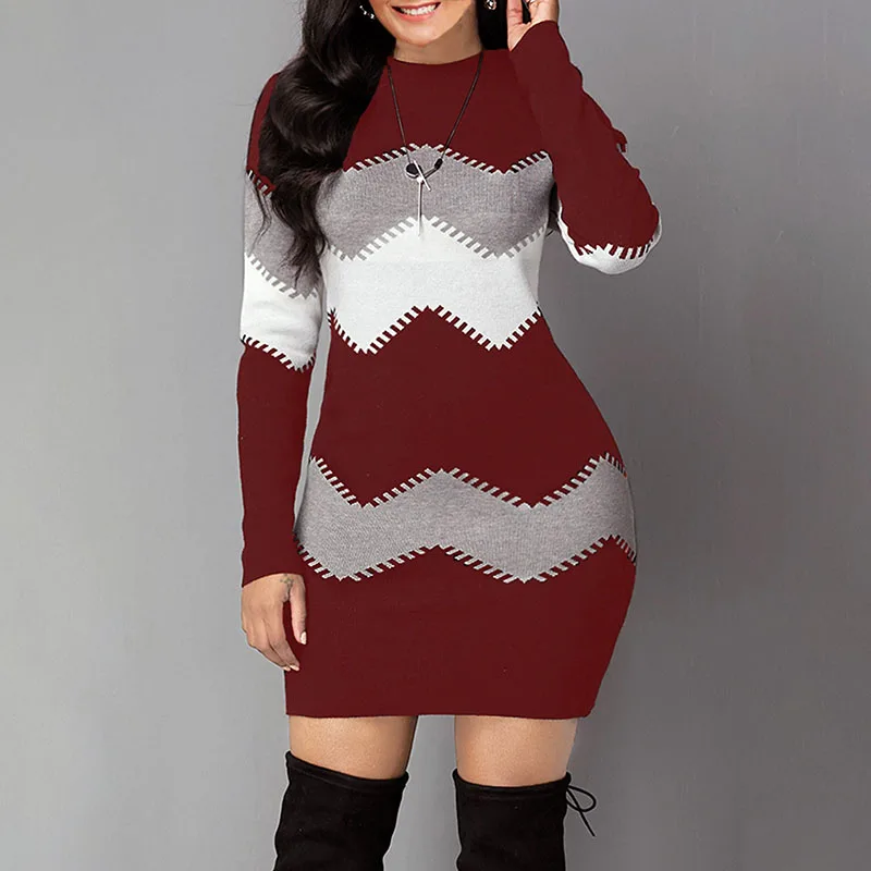 

2021 New Fashion Knitted Multi-color Top Spring Autumn wave striped Casual Long-sleeved thin Sweater Slim-fit Christmas Sweaters