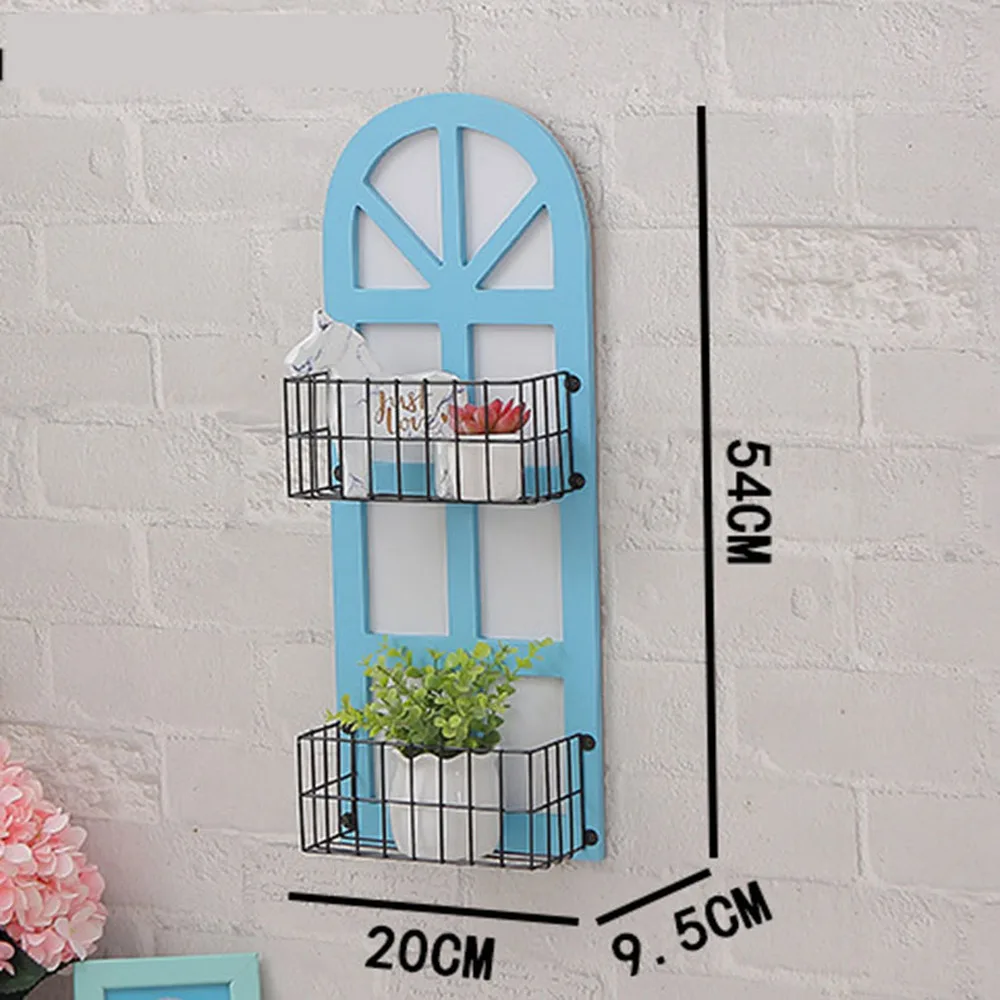 

Creative Wall Hanging Flower Stand Decorative Storage Shelf Nordic Wooden Wrought Iron Wall Shelves Children's Room Home Decor