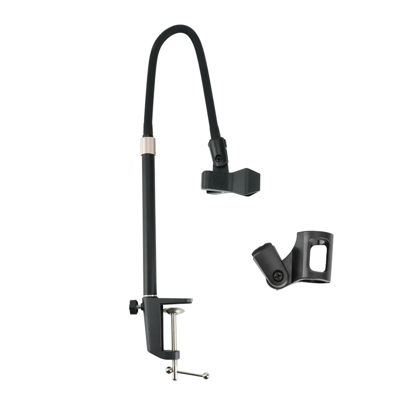 

Microphone Stand-Mic Stand Desk Microphone Boom Arm Microphone Holder with Gooseneck 2Pc Mic Clip 360 Adjustable Stand