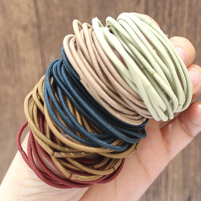 

100pcs/bag Elastic Hair Bands Seamless Hair Ties Rings Loop Ponytail Holder Hair Accessories Elastic Hair Scrunchies Headdress