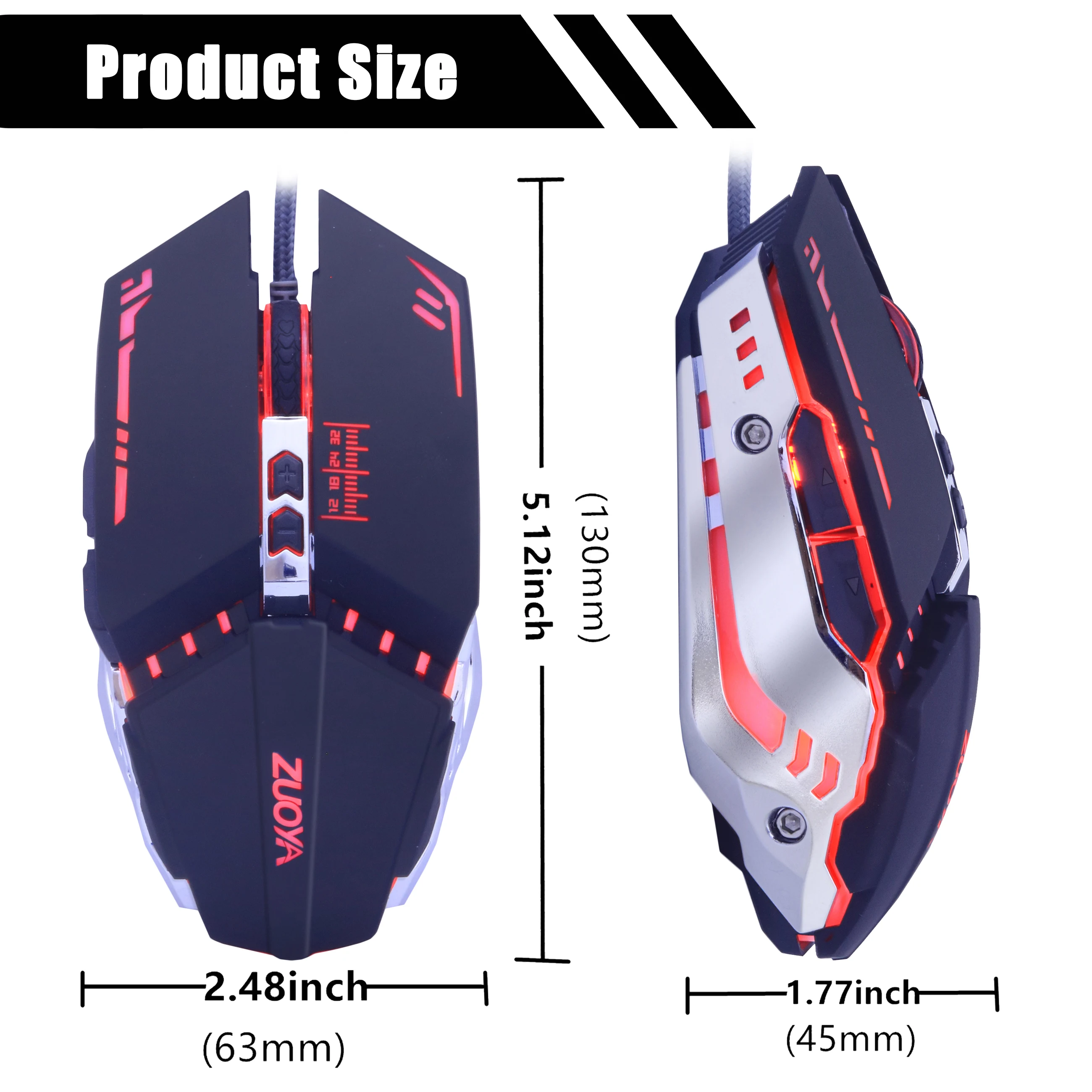 ZUOYA, игровая мышь, dpi, регулируемая проводная мышь, USB, оптический светодиодный, компьютерные мыши для ноутбука, ПК, игры, профессиональный геймер