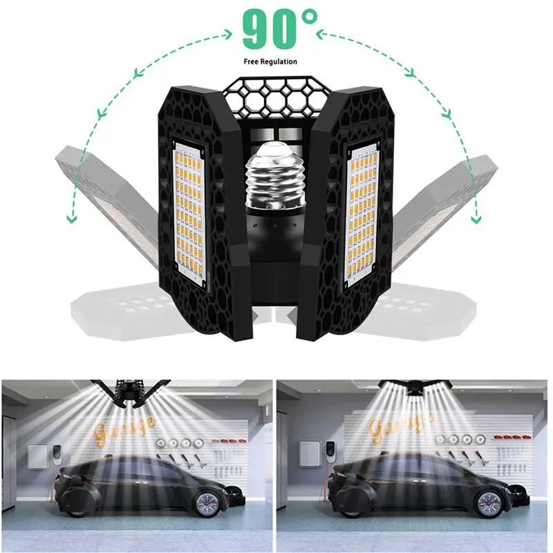 

LED Garage Light 40W 60W 80W LED Deformable Lamp 85-265V E27 Garage Lighting for Factory Attic Basement LED Light