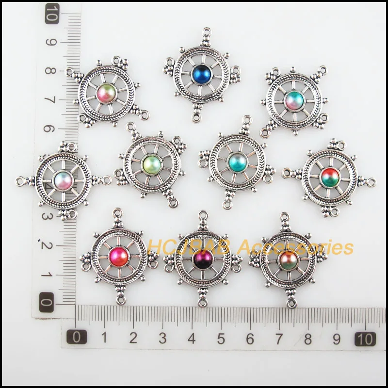Модные новые подвески с якорем 10 шт. тибетские серебряные цветные акриловые