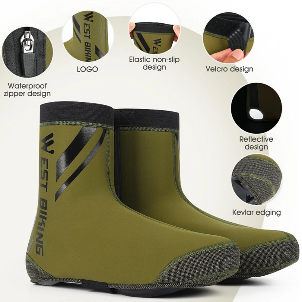 

Waterproof Cycling Shoe Cover Thermal Lining Warmer Reflective Bicycle Overshoes Protector MTB Road Bike Riding Boot Cover