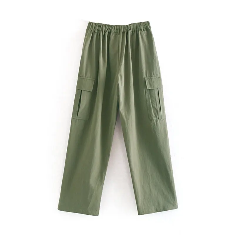 Повседневные женские брюки-карго армейский зеленый 100% прямые штаны хлопковые