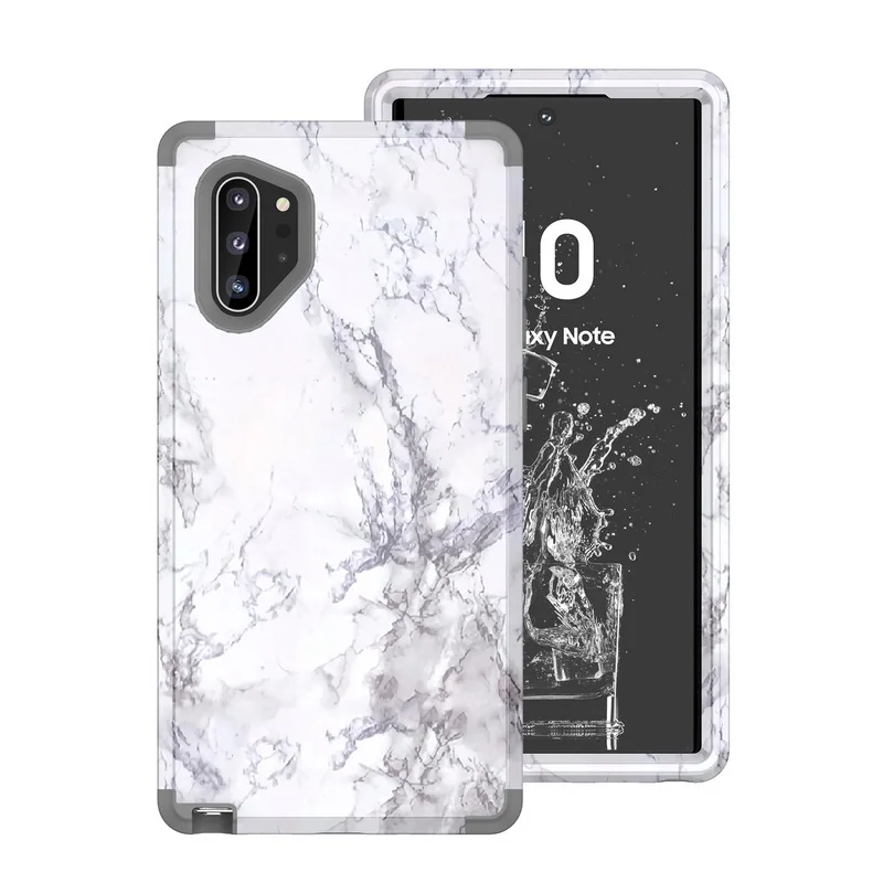Серый Ударопрочный мраморный чехол для samsung Galaxy Note 10 9 S9 S10 Plus S10+ Гибридный чехол 3 в 1 прочный защитный чехол для телефона - Цвет: Серый