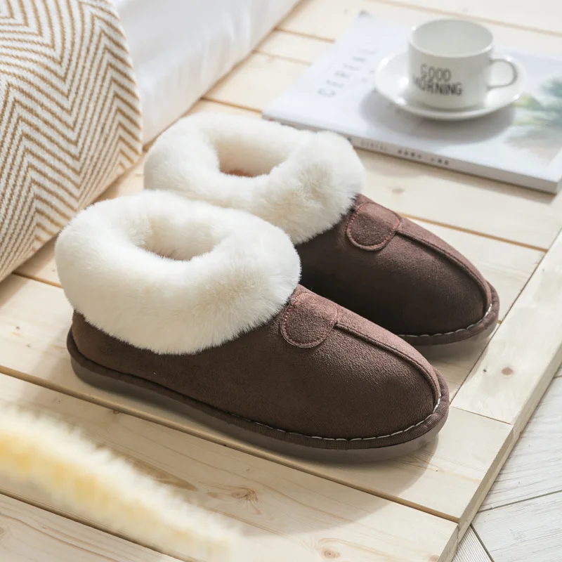 2020 suede home cotton slippers thickened winter warm couple moon plush shoes men and women antiskid wholesale images - 6