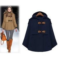 womens autumn and winter new fashion hooded wool cloak jacket loose wool cloak coat fashionable temperament hooded jackets xxl